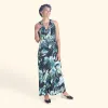 James Aqua Tropical Halter Maxi Dress sold by connected apparel