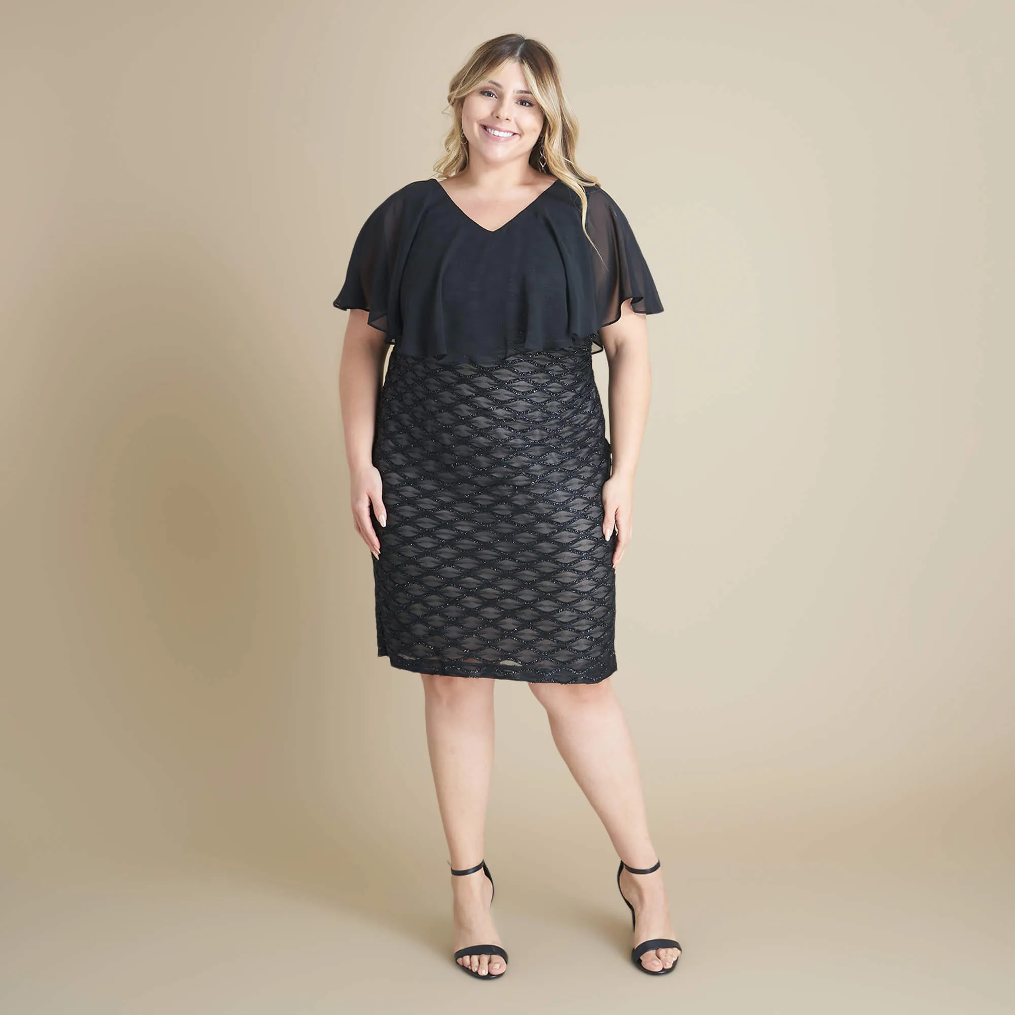 Sunny Black Eyelash Metallic Dress sold by connected apparel