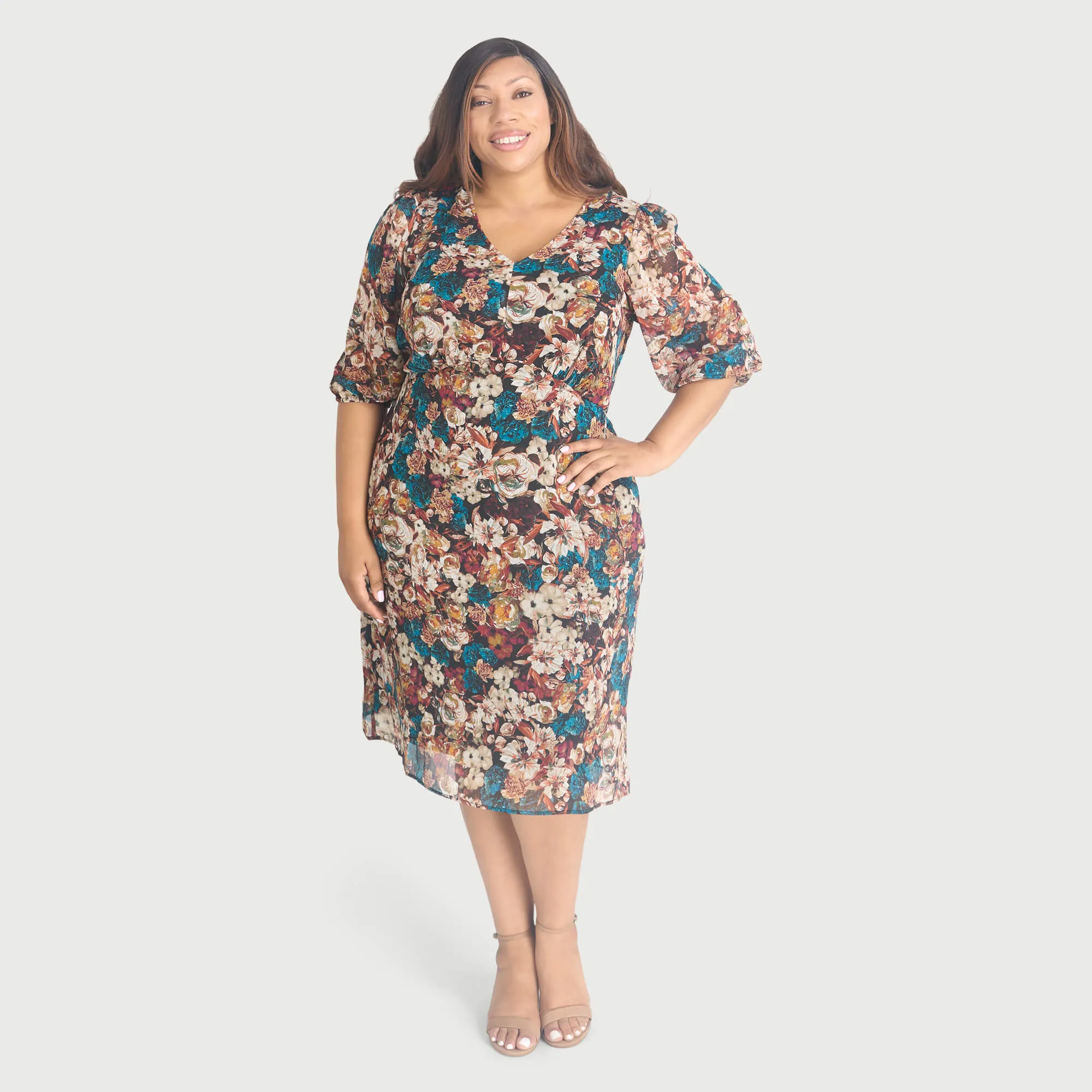 Mindy Mallard Floral V-Neck Dress sold by connected apparel product image thumbnail 4