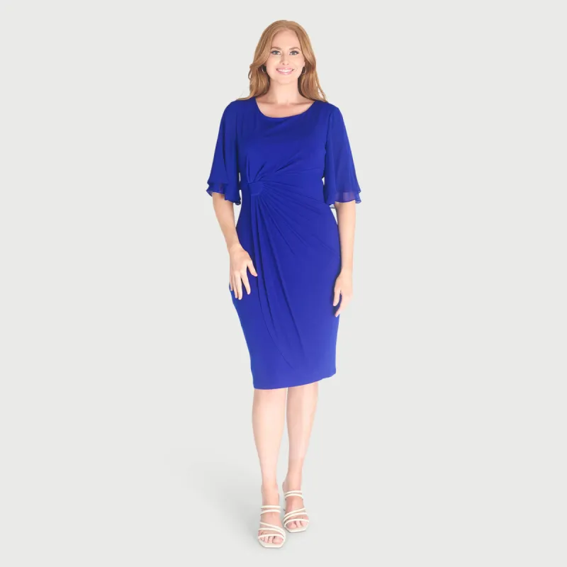 Genieve Deep Cobalt Faux Wrap Dress sold by connected apparel