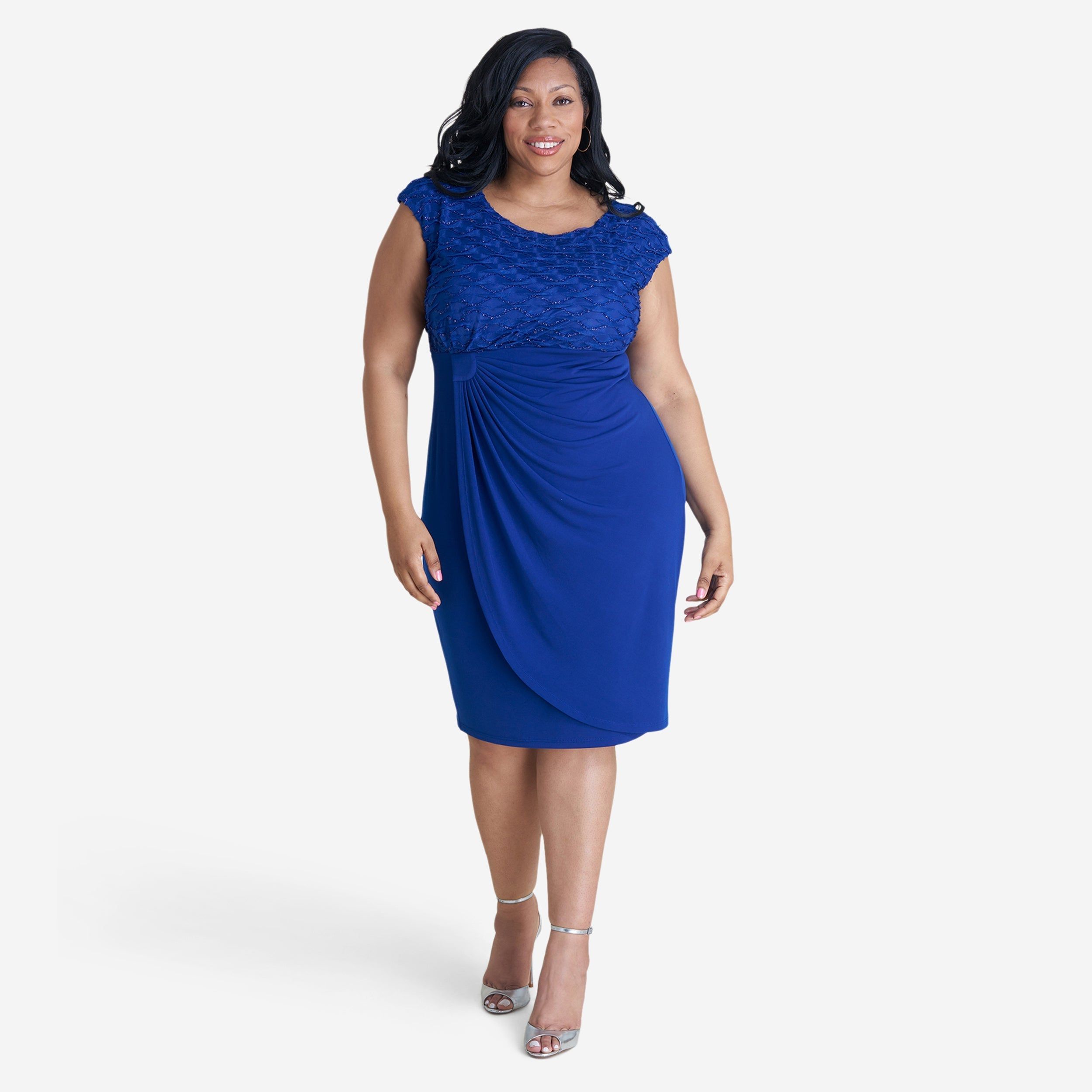 Lisa Deep Royal Faux Wrap Dress sold by connected apparel product image thumbnail 4