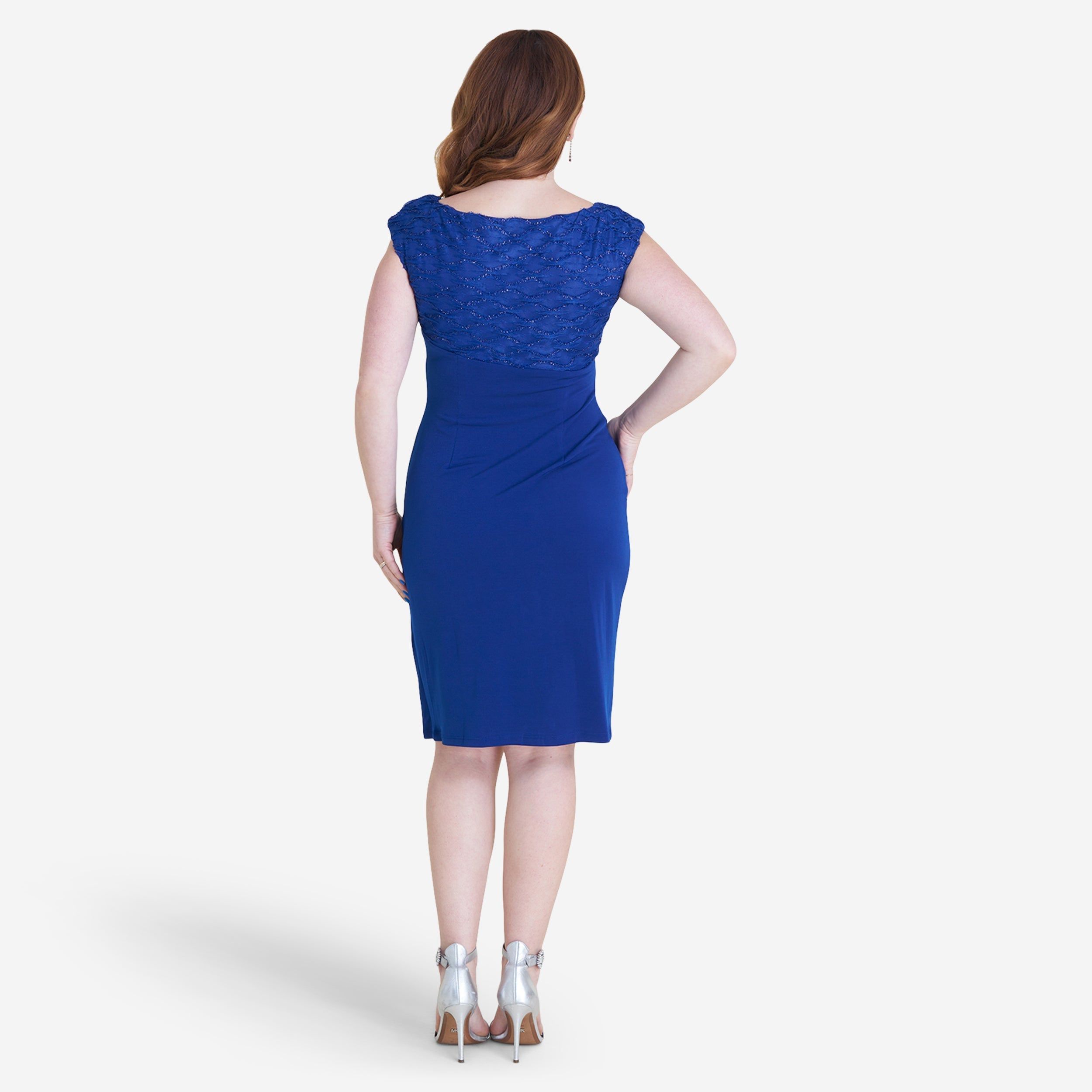 Lisa Deep Royal Faux Wrap Dress sold by connected apparel product image thumbnail 3