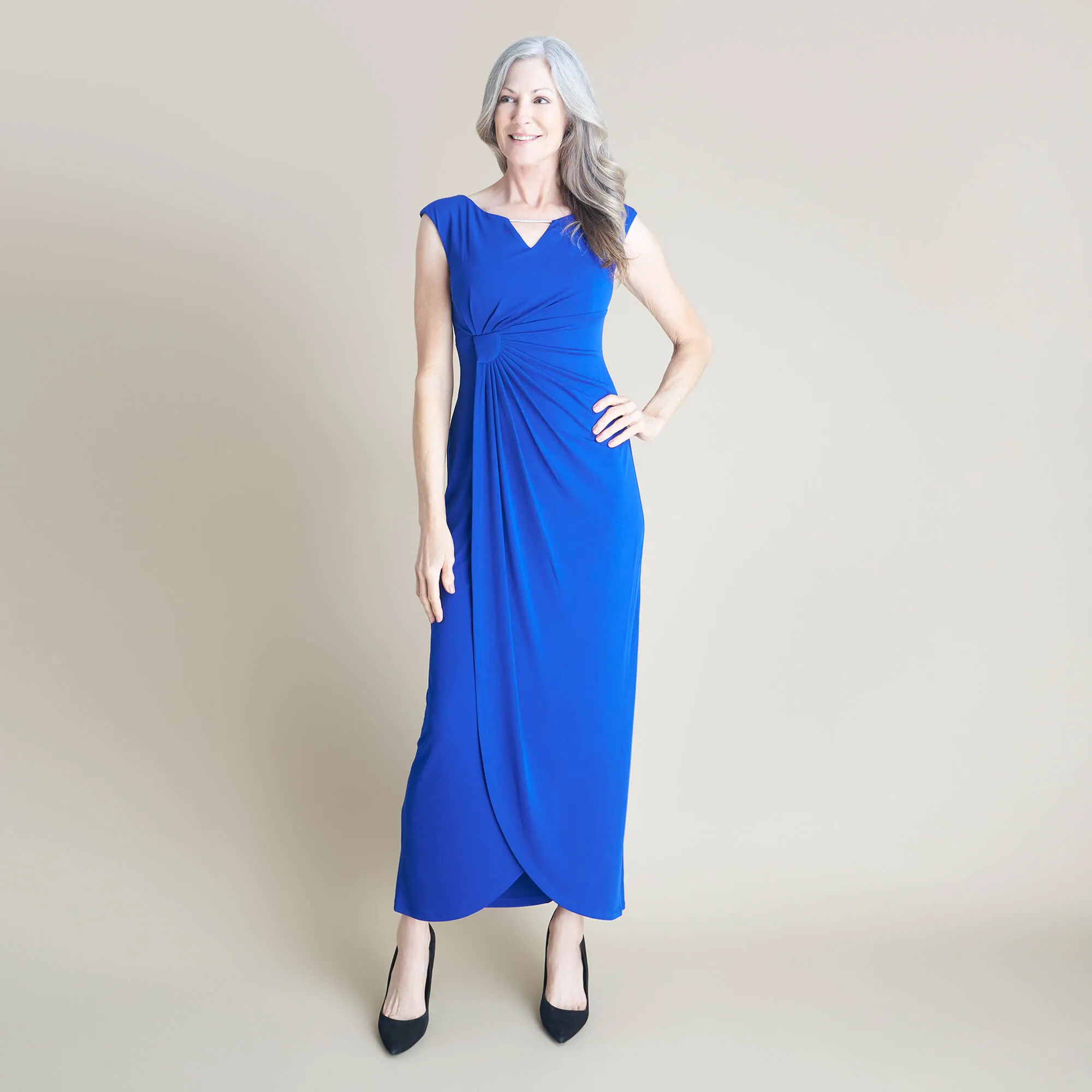 Lisa Deep Cobalt Floor Length Dress sold by connected apparel product image thumbnail 2