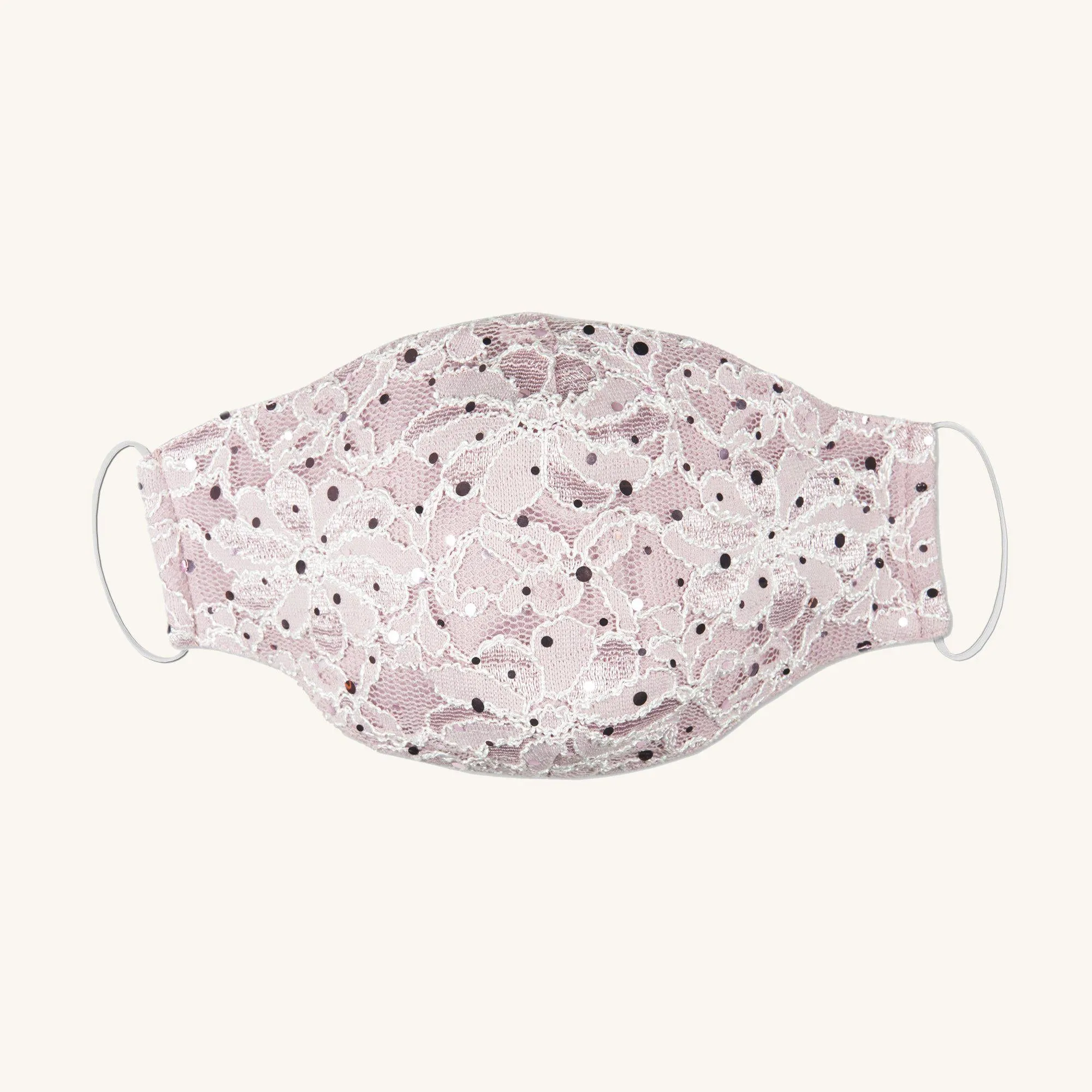 Two-Tone Pale Orchid Lace Sequin Face Mask sold by connected apparel product image thumbnail 3
