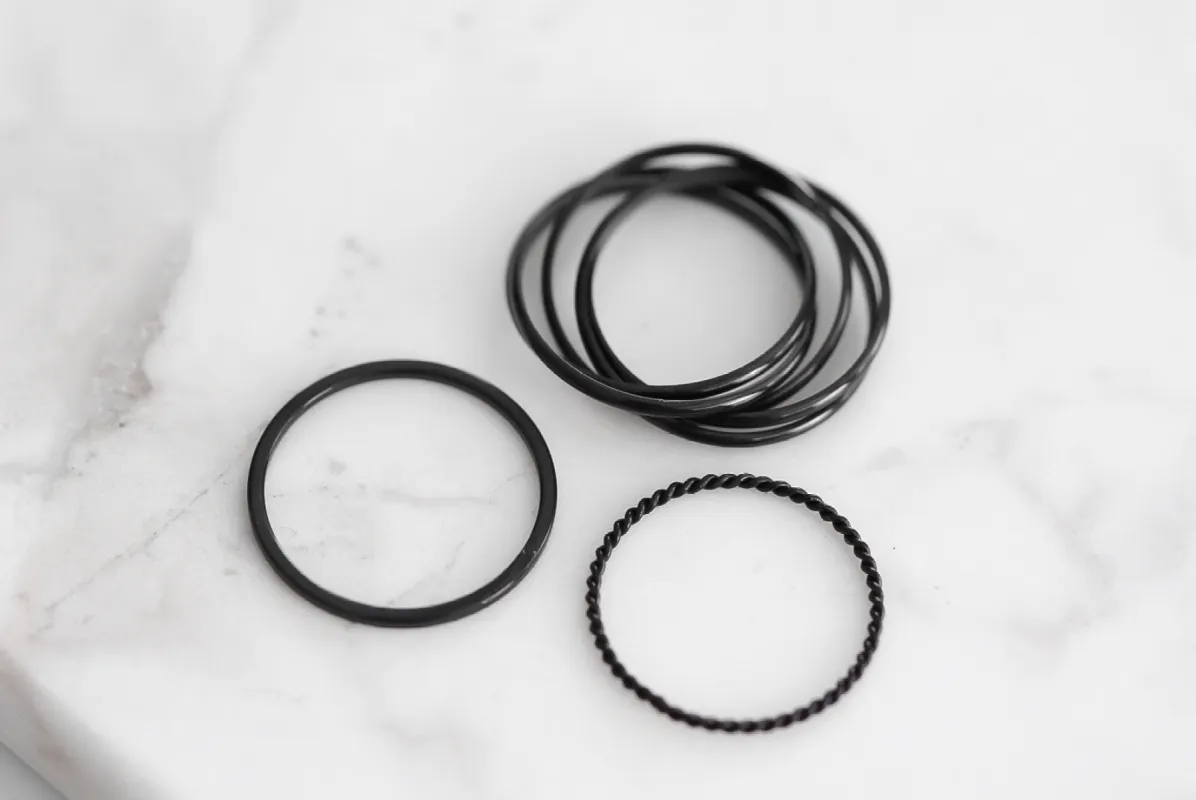 Goddess Collection - Black Ring Set sold by connected apparel