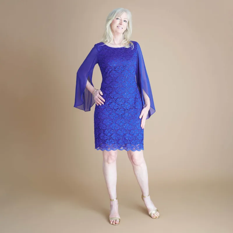Stevie Cobalt Sequin Lace Dress sold by connected apparel