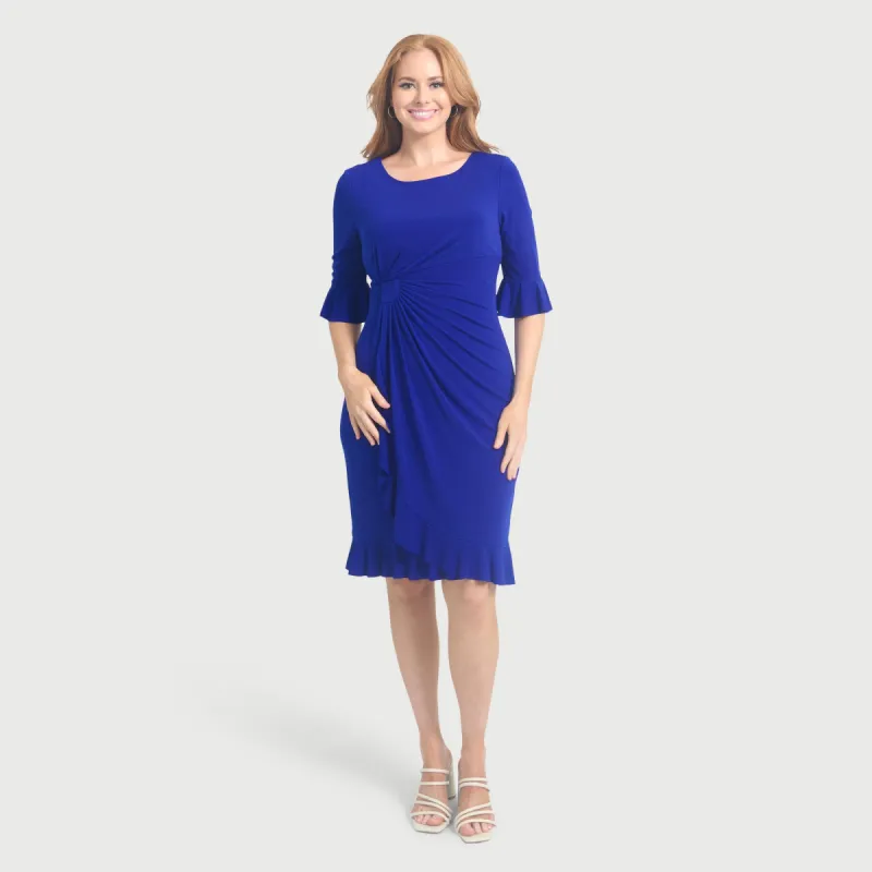 Lisa 2.0 Cobalt Ruffle Hem Faux Wrap Dress sold by connected apparel