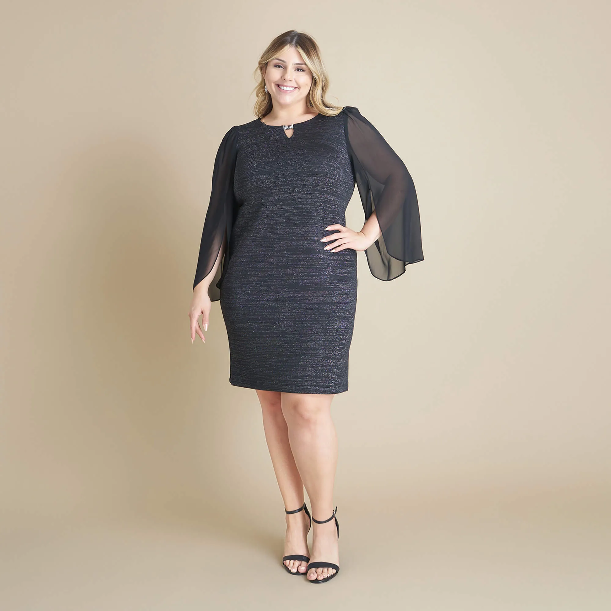 Stevie Black and Silver Knee Length Dress sold by connected apparel product image thumbnail 5