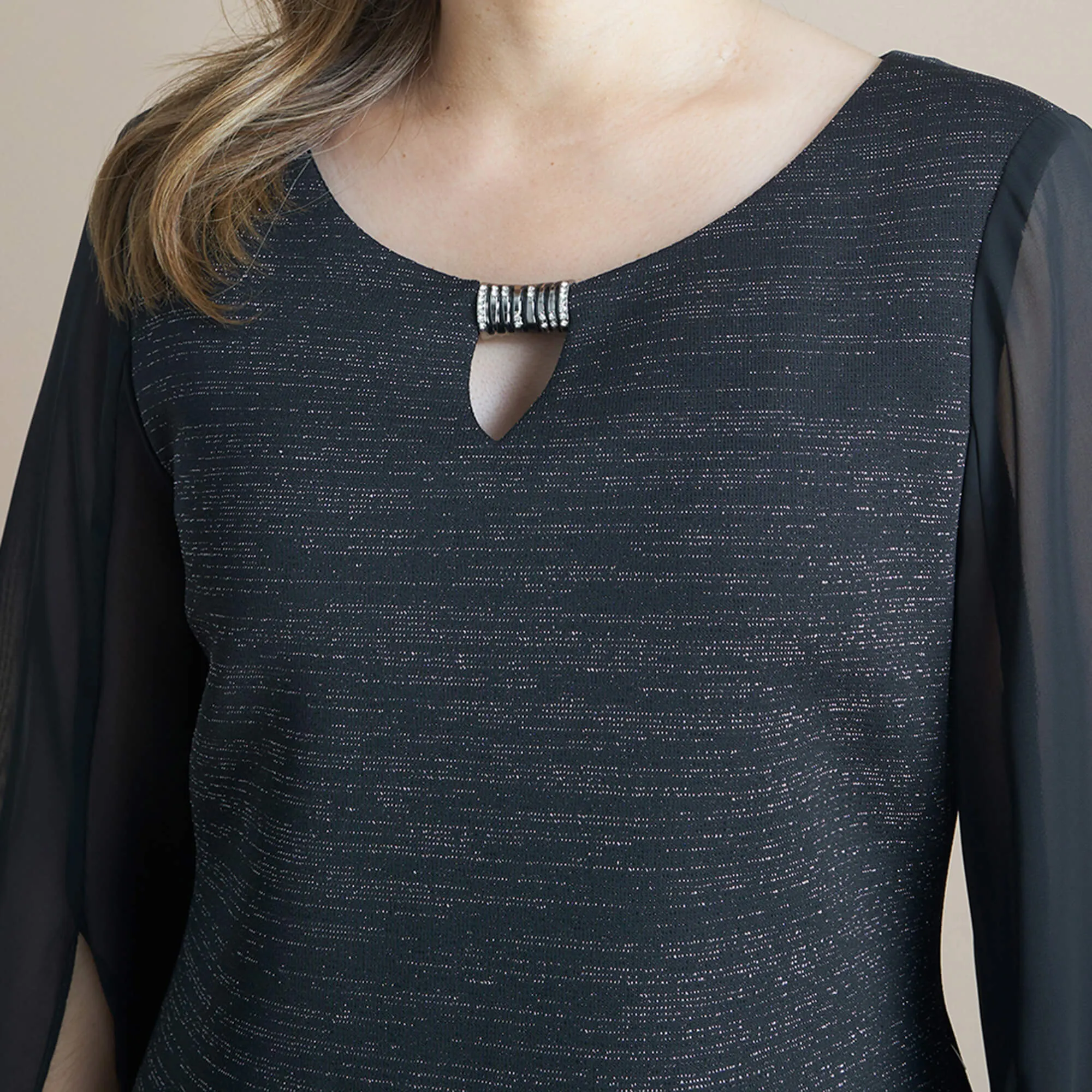 Stevie Black and Silver Knee Length Dress sold by connected apparel product image thumbnail 3