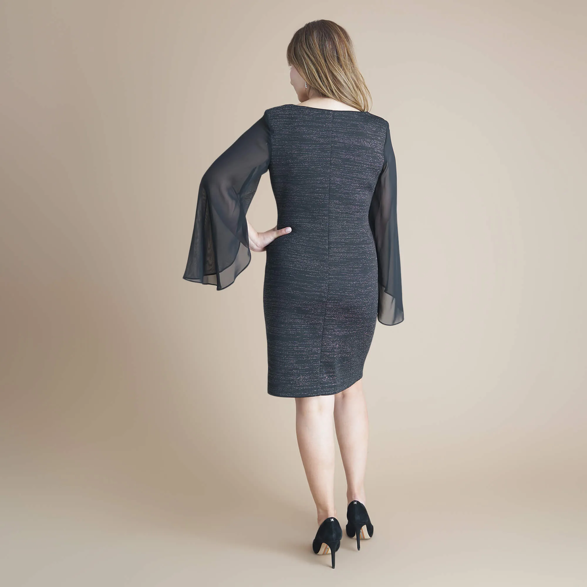 Stevie Black and Silver Knee Length Dress sold by connected apparel product image thumbnail 4