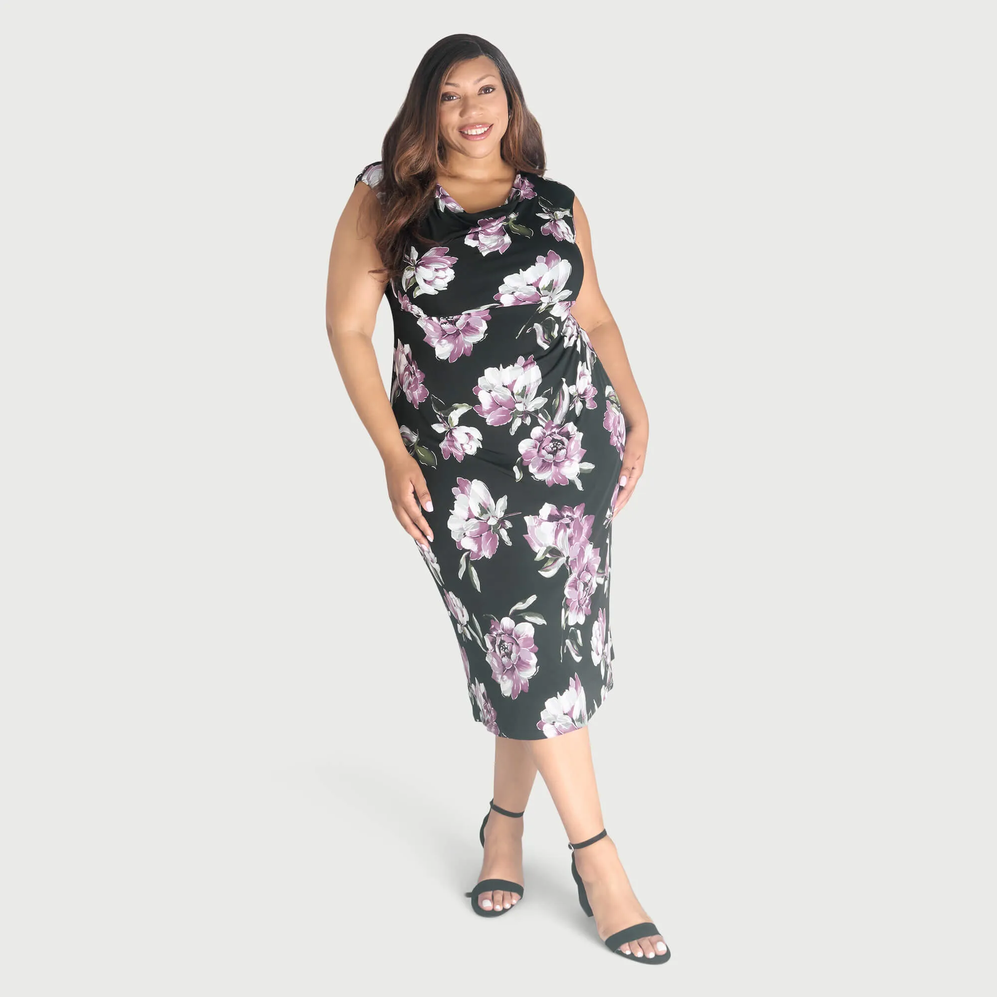 Tonya Plum Cowl Neck Midi Dress sold by connected apparel product image thumbnail 4