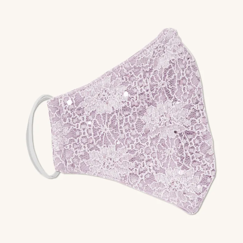 Pale Orchid Lace Sequin Face Mask sold by connected apparel