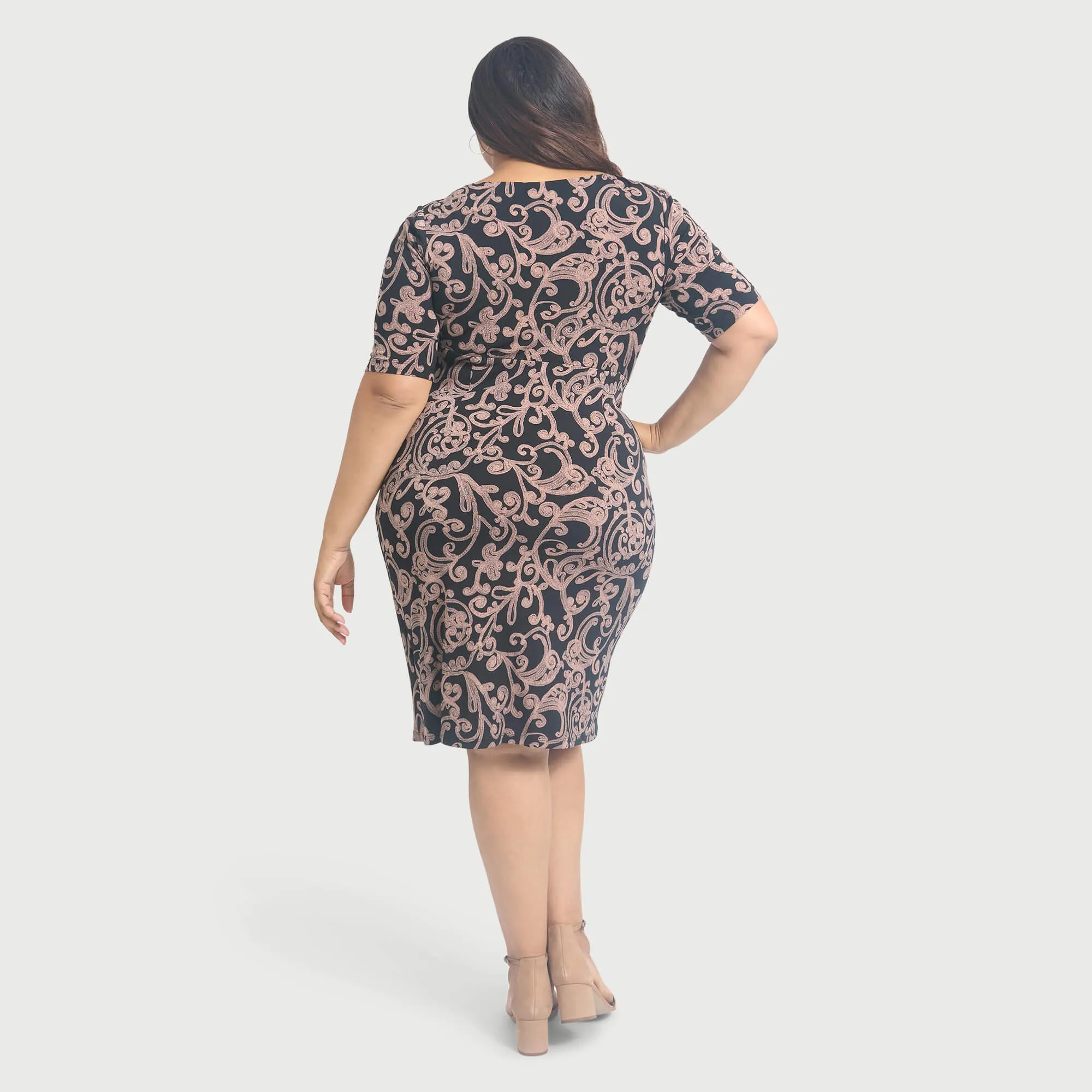 Lisa Taupe Faux Wrap Dress sold by connected apparel product image thumbnail 5