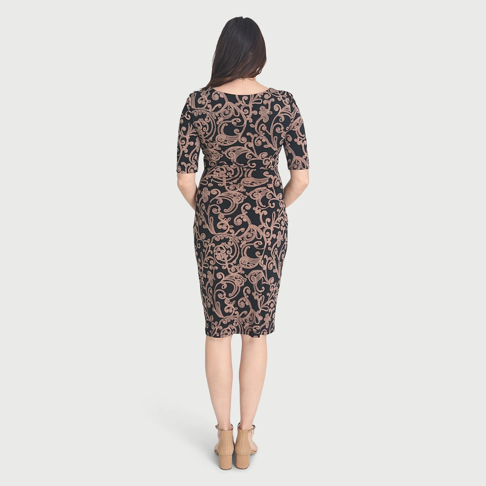 Lisa Taupe Faux Wrap Dress sold by connected apparel product image thumbnail 2