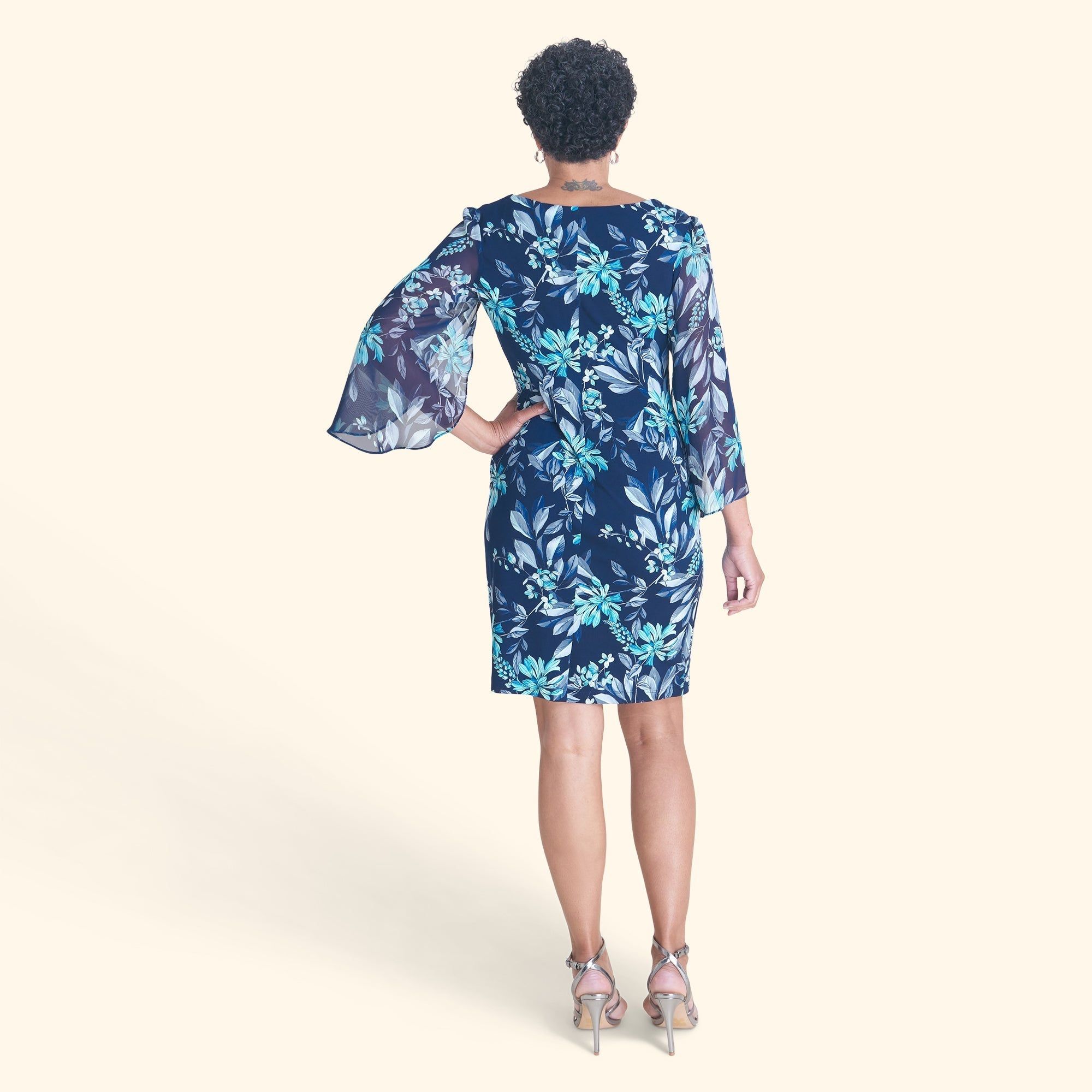 Stevie Aqua Floral Sheath Dress sold by connected apparel product image thumbnail 3