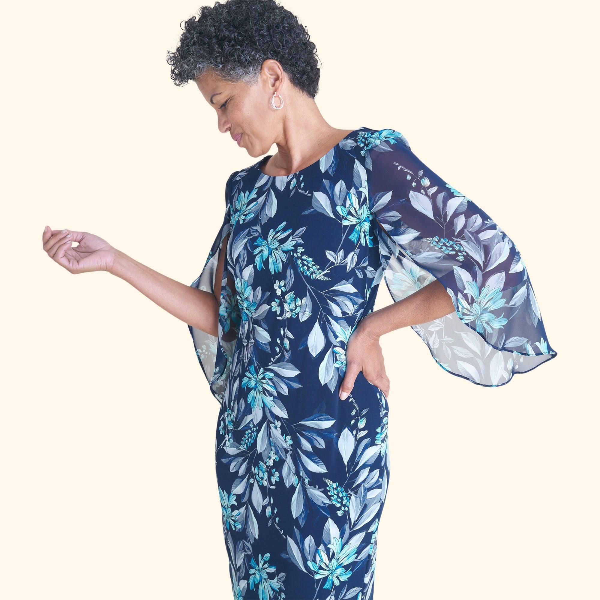 Stevie Aqua Floral Sheath Dress sold by connected apparel product image thumbnail 2