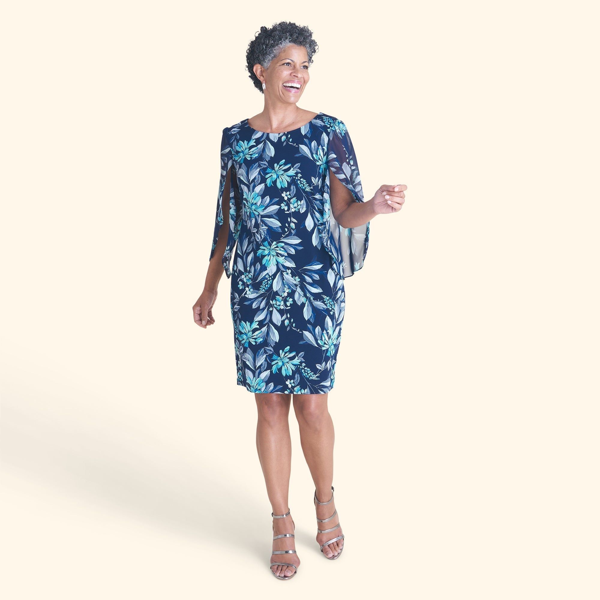 Stevie Aqua Floral Sheath Dress sold by connected apparel product image thumbnail 4
