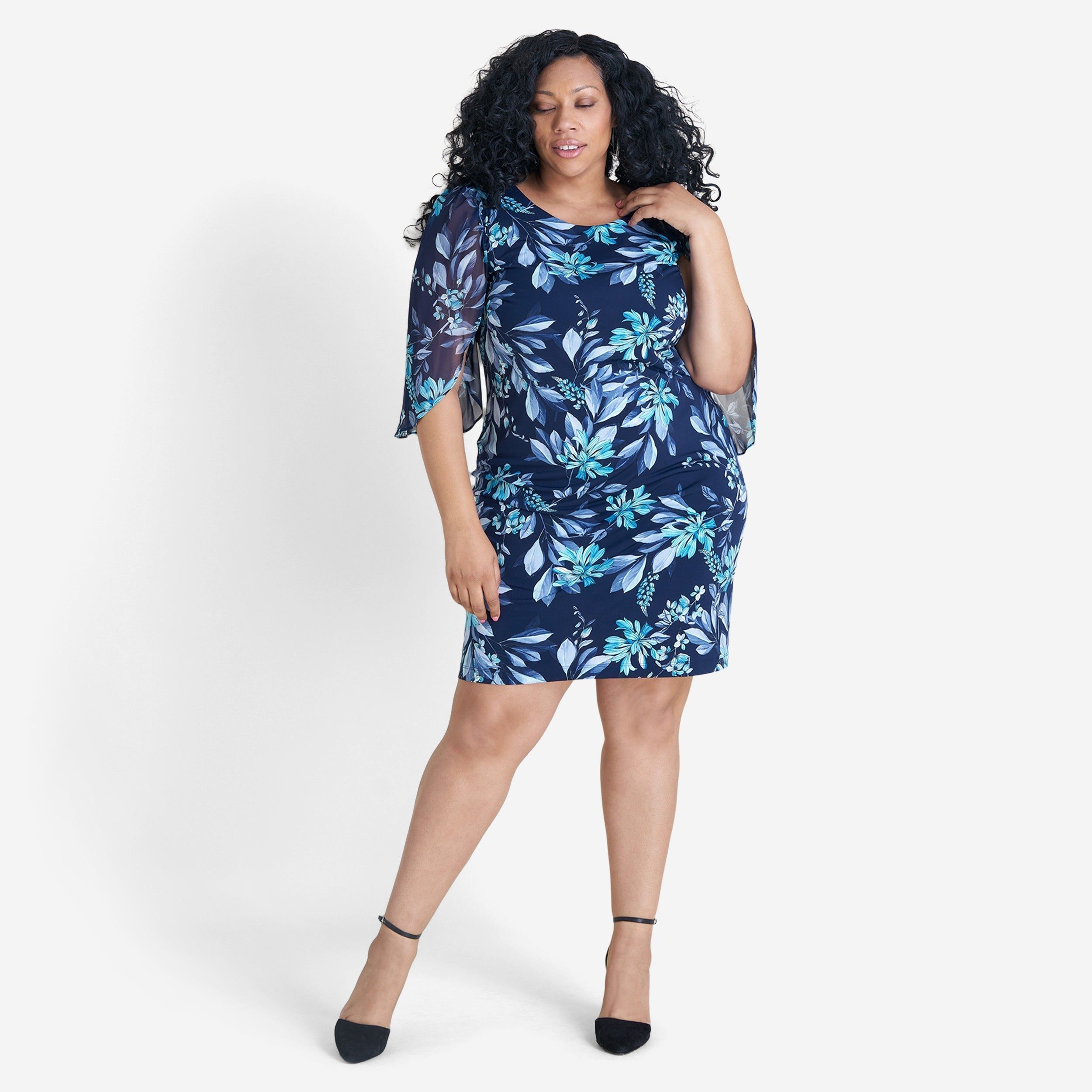 Stevie Aqua Floral Sheath Dress sold by connected apparel product image thumbnail 5