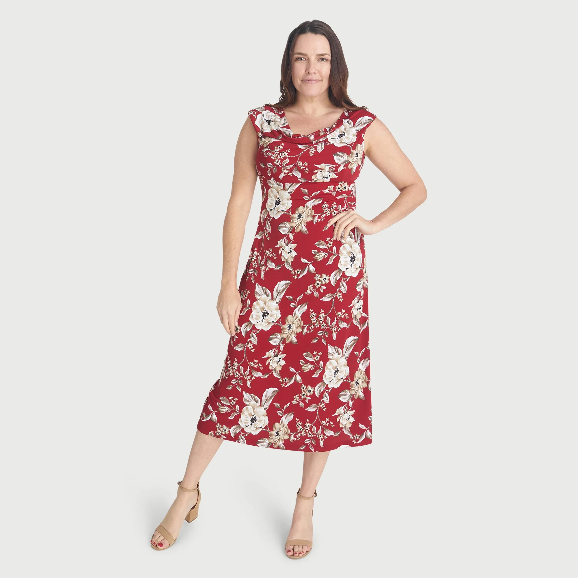 即発! サイズ2 BHLDN Tonya Dress Tonya Crimson Cowl Neck Midi Dress | Parallel