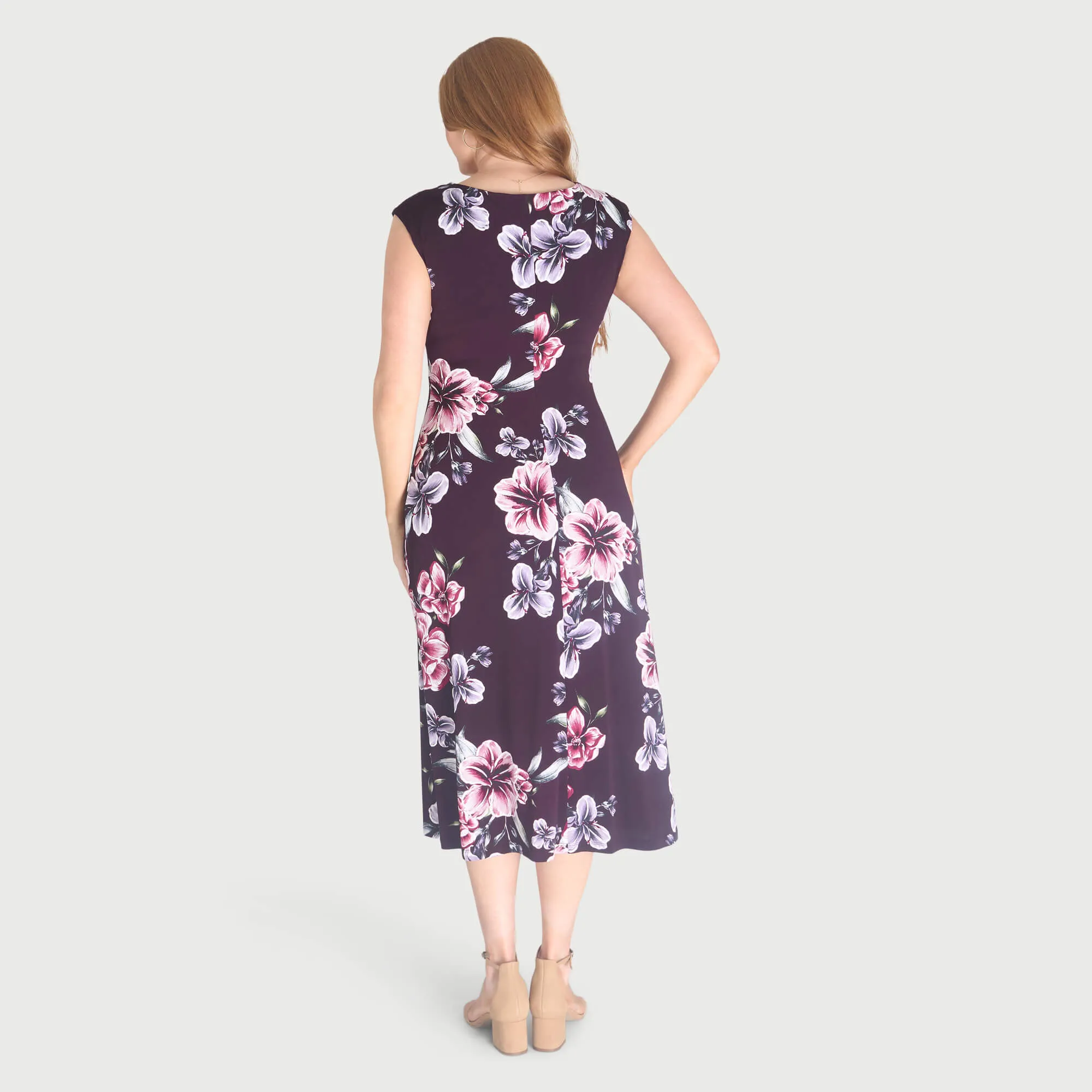 Tonya Plum Floral Cowl Neck Midi Dress sold by connected apparel product image thumbnail 4