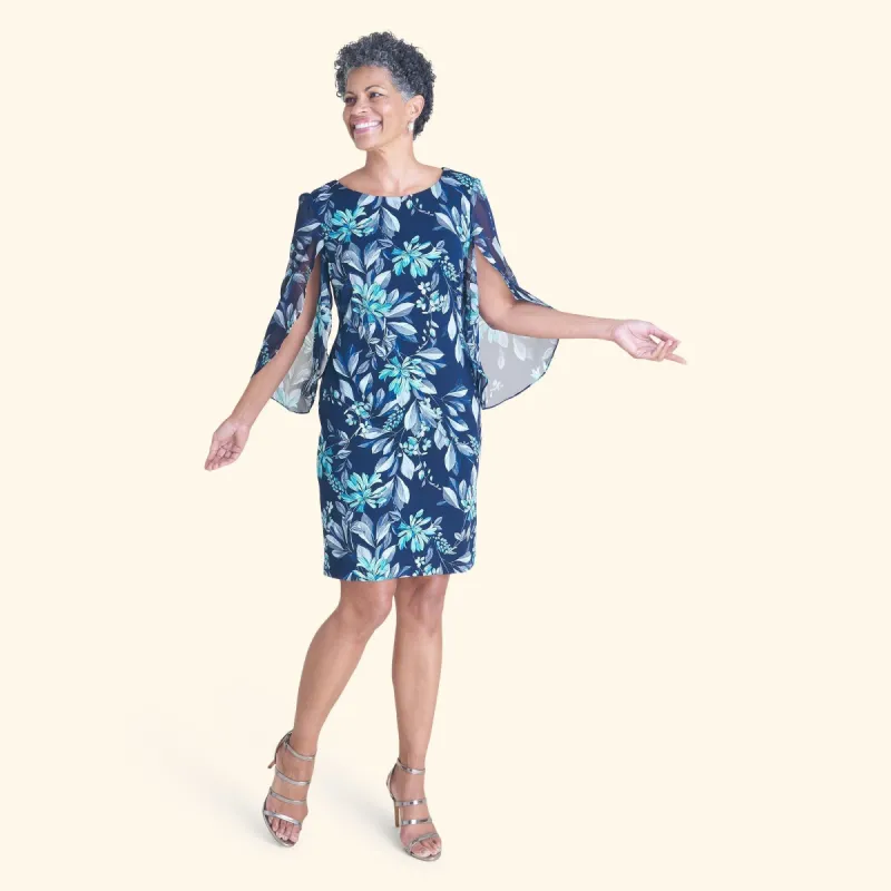 Stevie Aqua Floral Sheath Dress sold by connected apparel