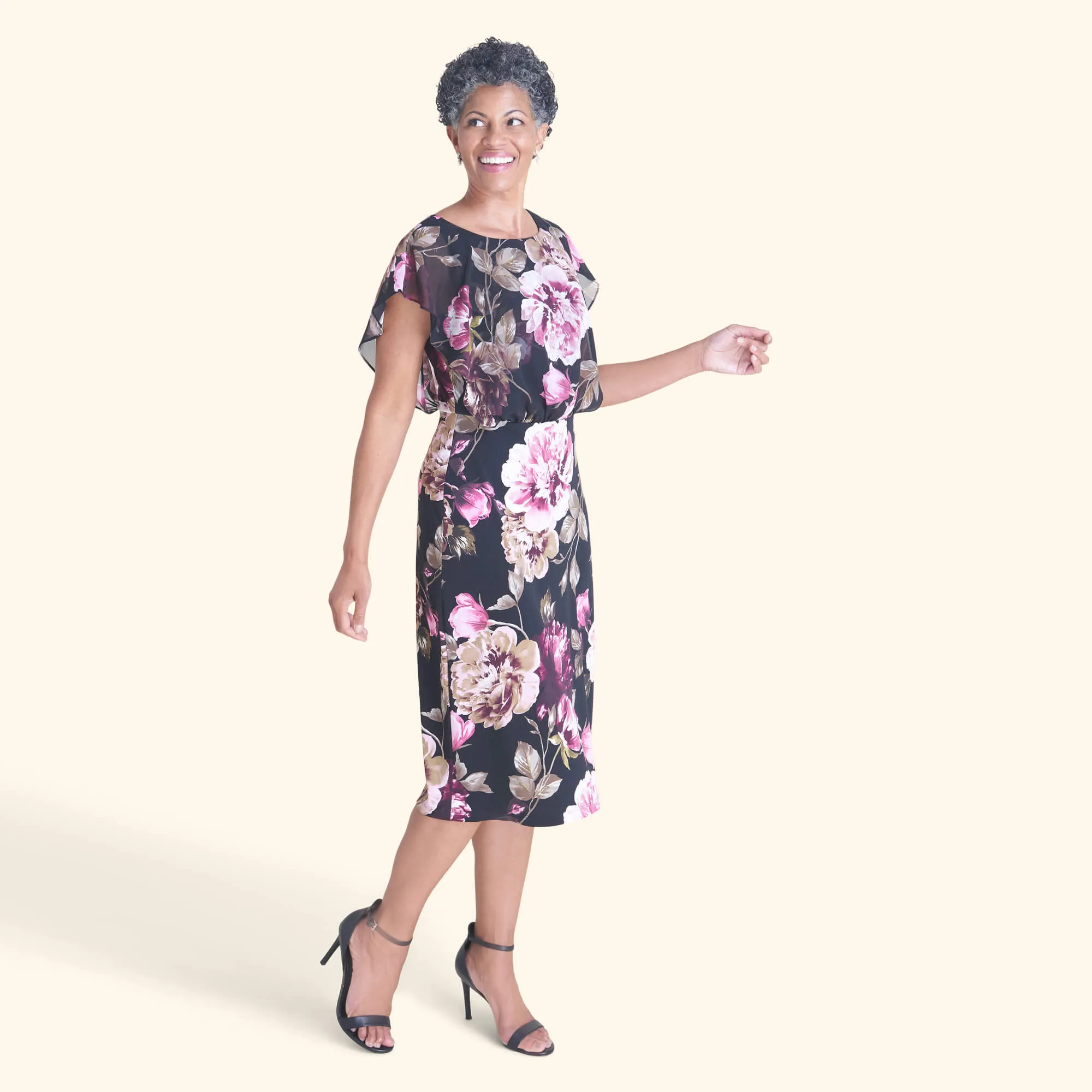 Daphne Eggplant Chiffon Popover Dress sold by connected apparel product image thumbnail 4