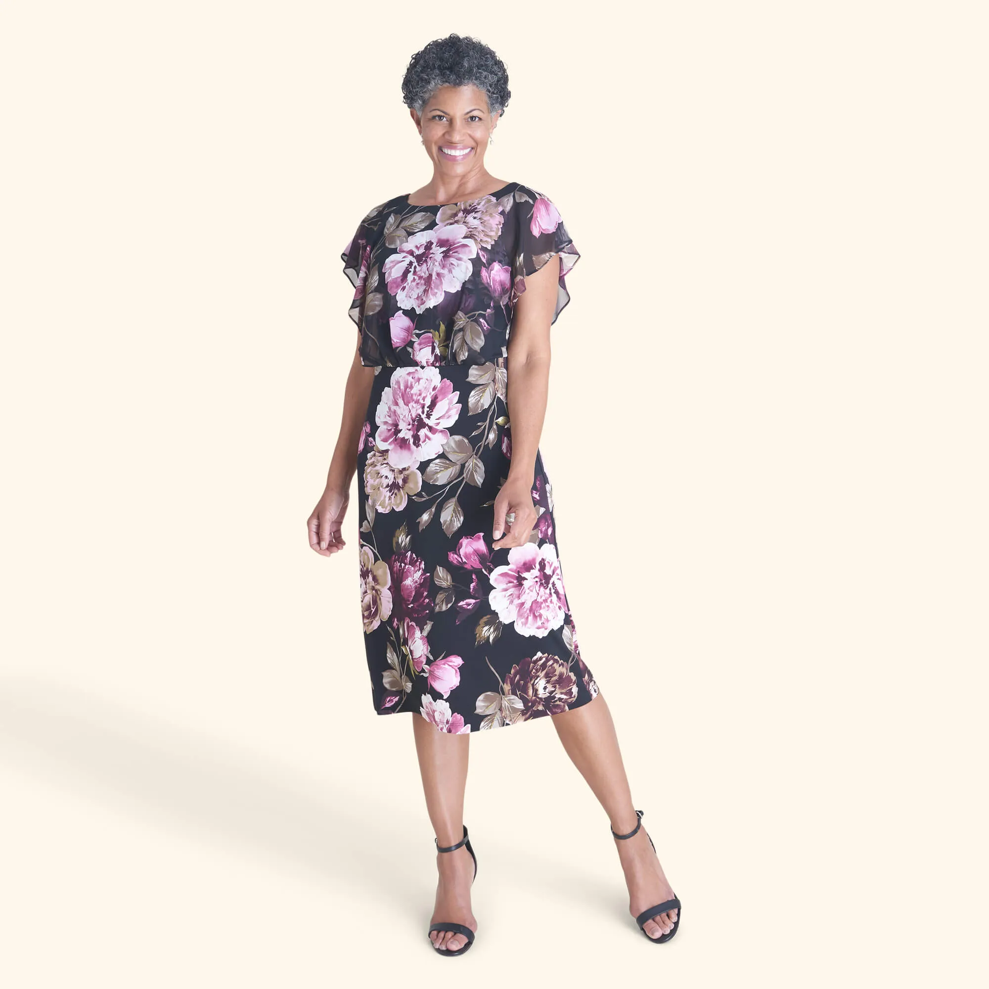 Daphne Eggplant Chiffon Popover Dress sold by connected apparel product image thumbnail 5