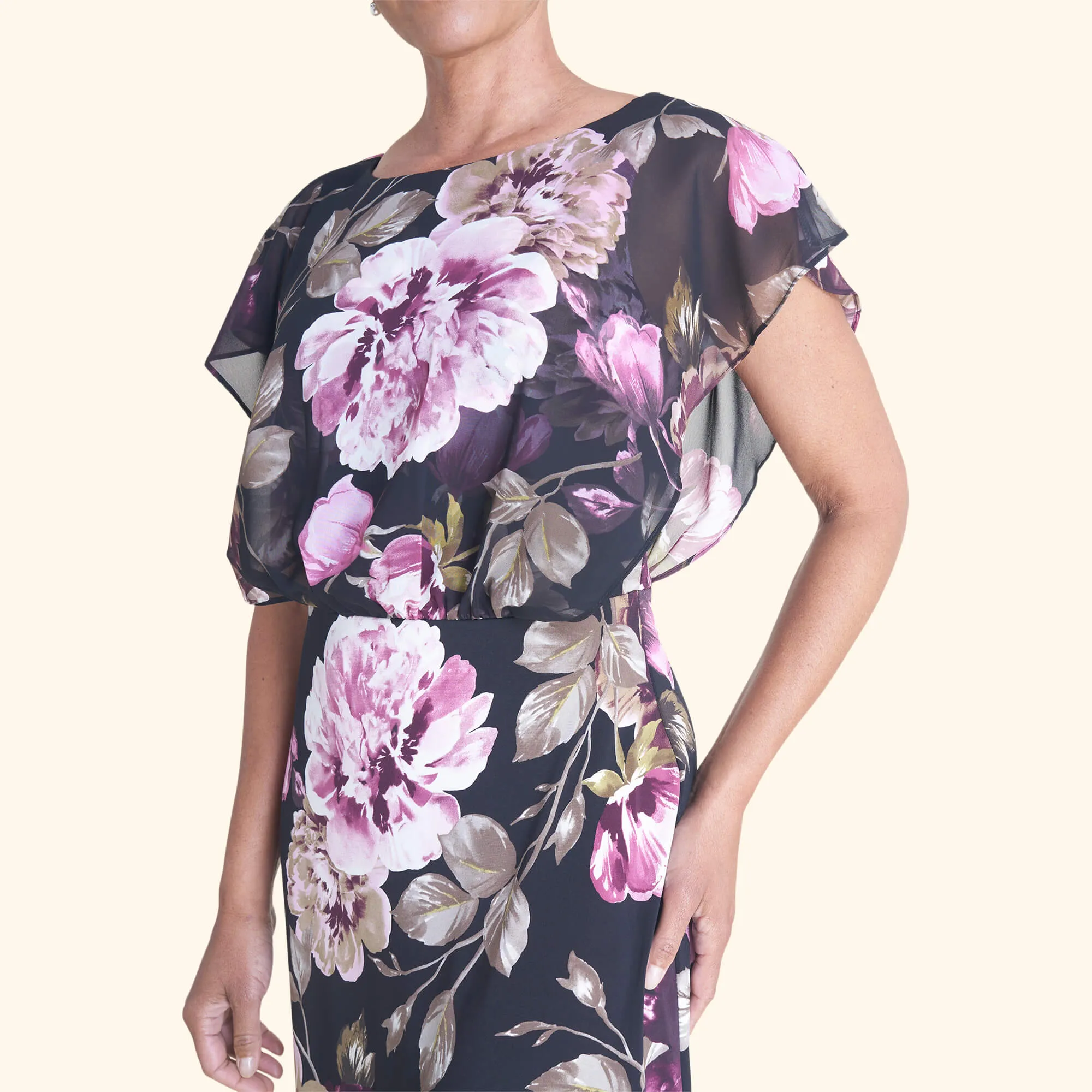 Daphne Eggplant Chiffon Popover Dress sold by connected apparel product image thumbnail 2