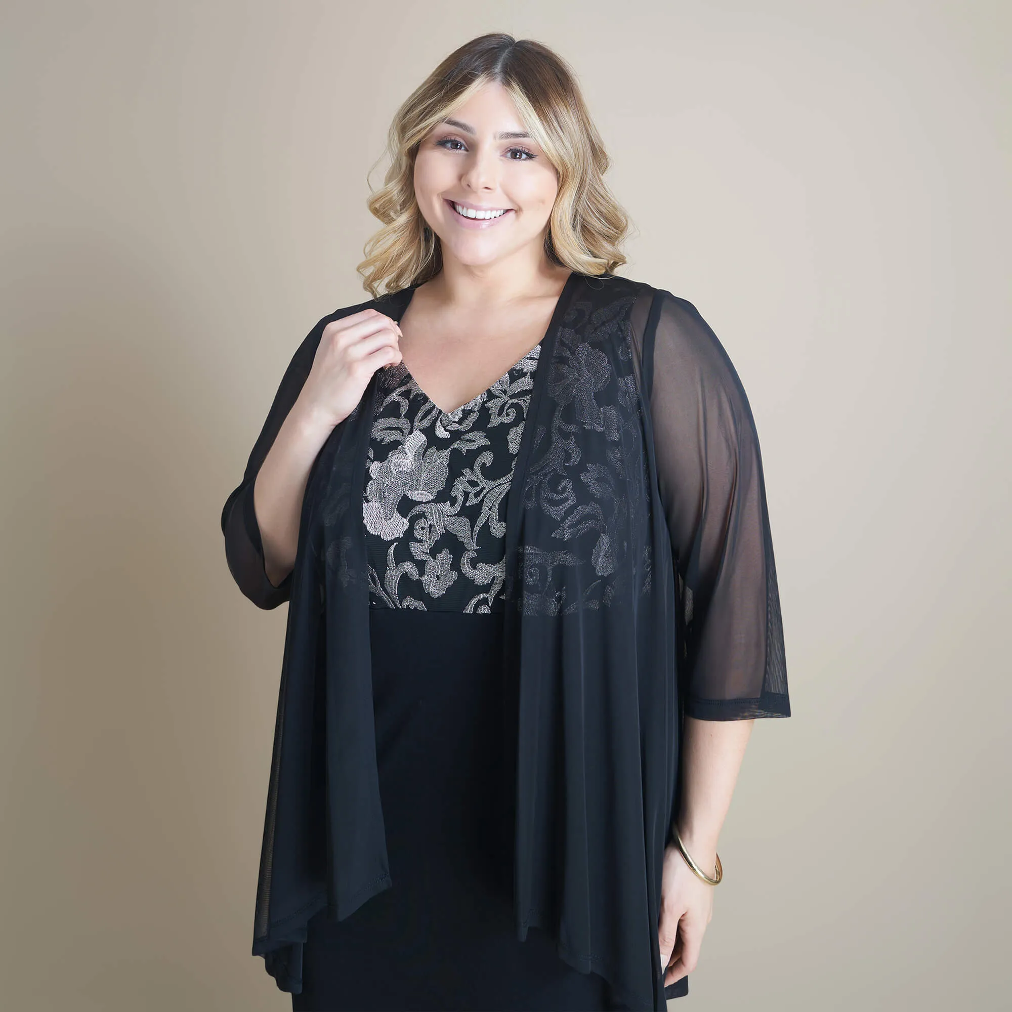 Nina Metallic Gold Embroidery Jacket Dress sold by connected apparel product image thumbnail 3