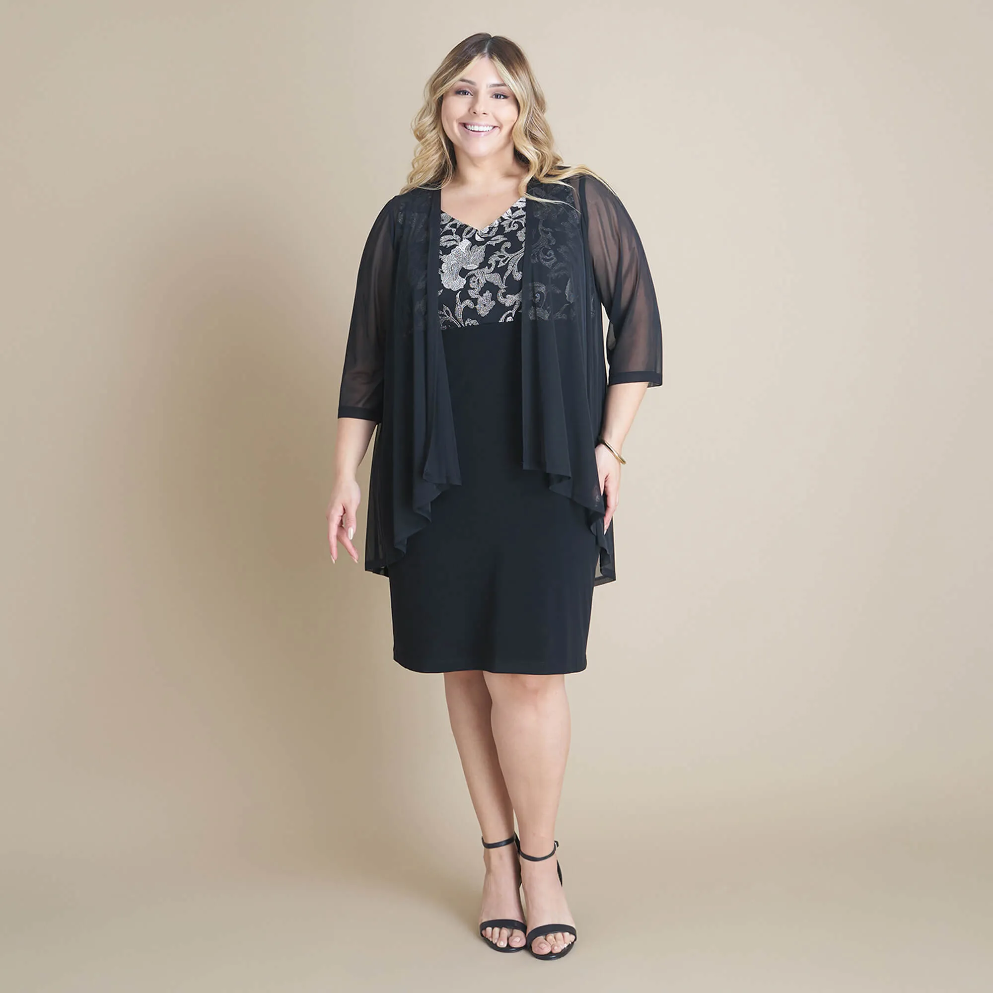 Nina Metallic Gold Embroidery Jacket Dress sold by connected apparel product image thumbnail 2