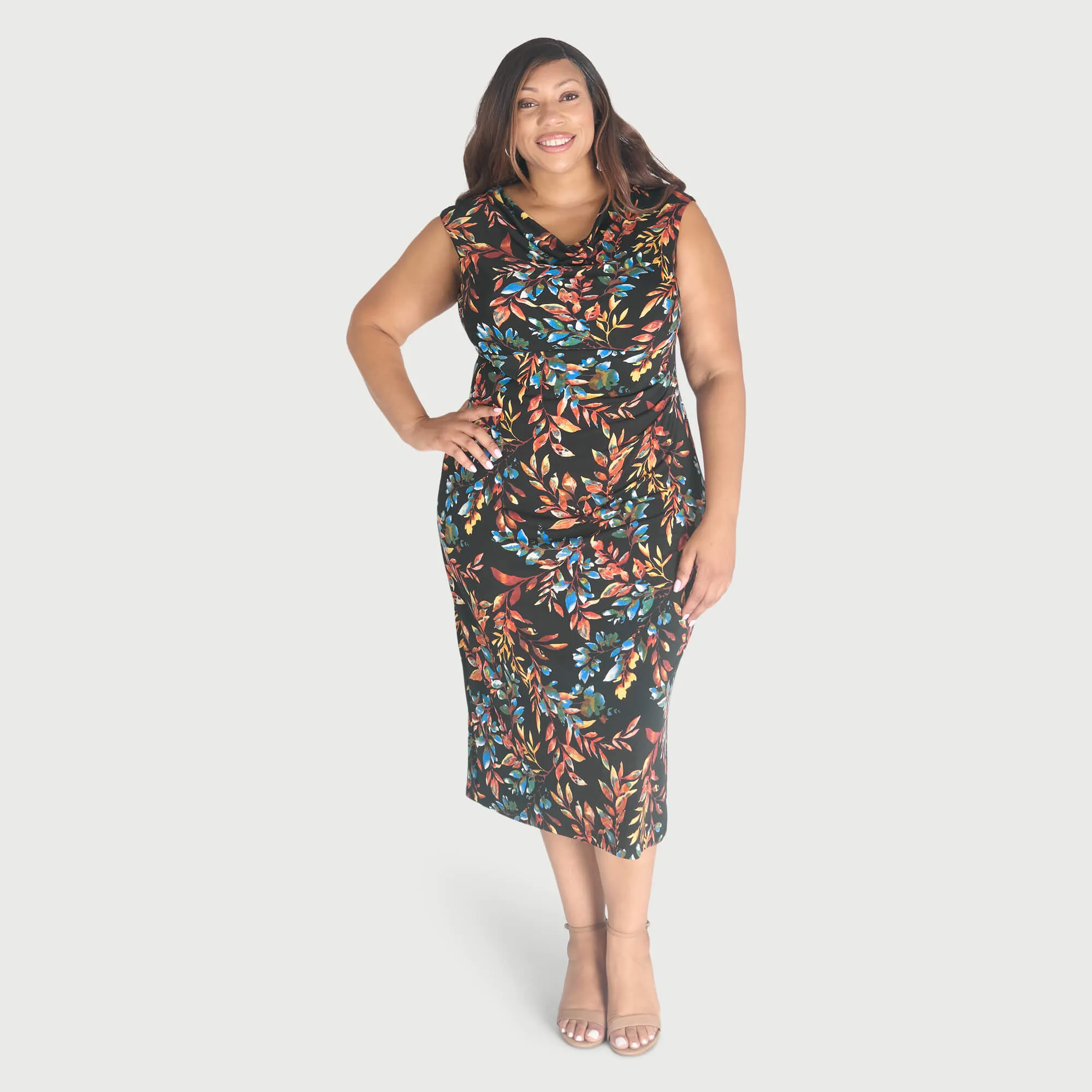Tonya Spice Cowl Neck Midi Dress sold by connected apparel product image thumbnail 4