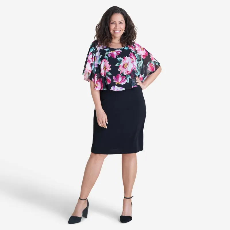 Alyssa Floral Cape Dress sold by connected apparel