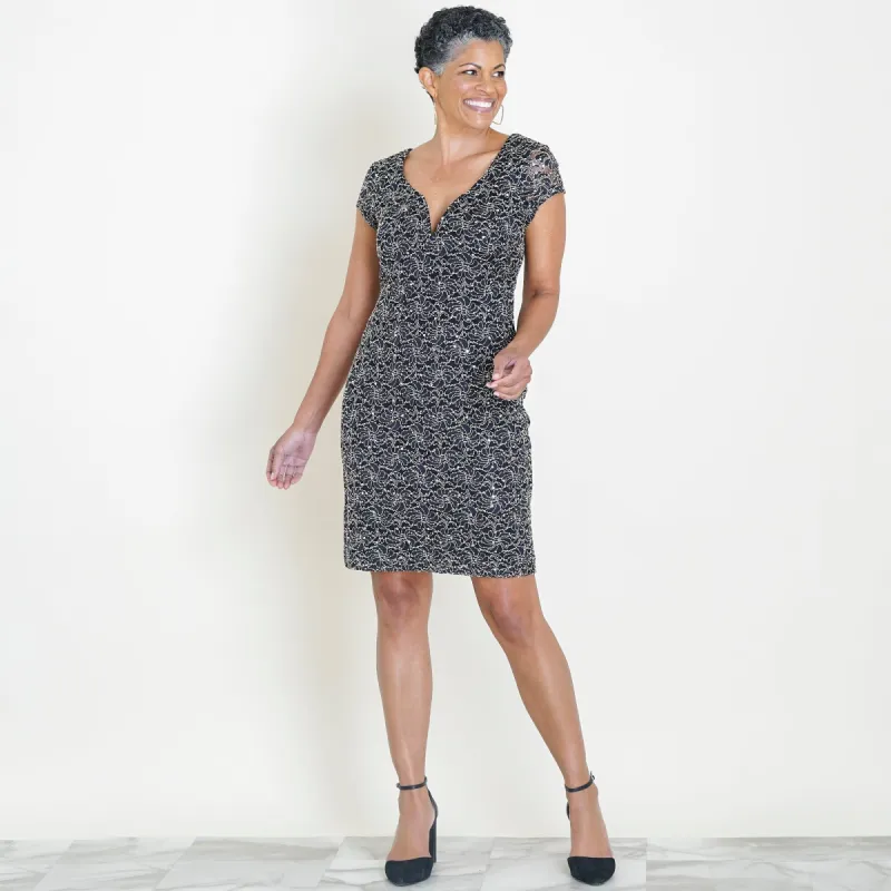 Gracie Two-Tone Gold Sequin Lace Bodycon Dress sold by connected apparel