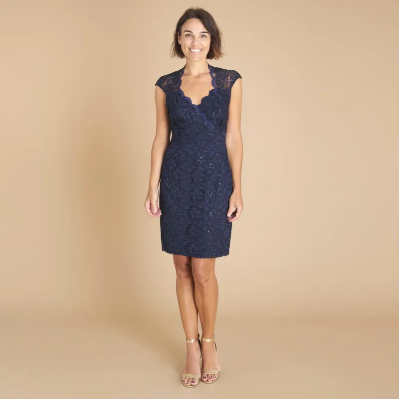 Cleo Navy Sequin Lace Bodycon Dress sold by connected apparel