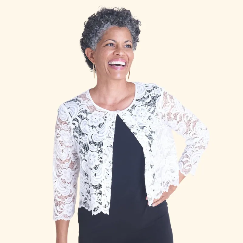 Camille Flat Lace Shrug sold by connected apparel