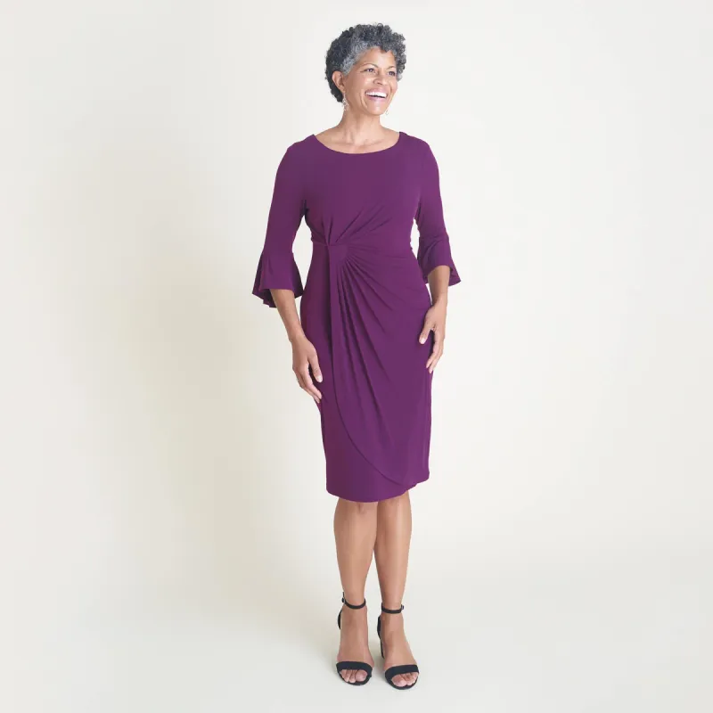Lisa 2.0 Dark Plum Faux Wrap Dress sold by connected apparel
