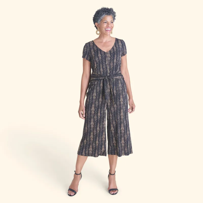 Phoebe Dark Khaki Cropped Jumpsuit sold by connected apparel