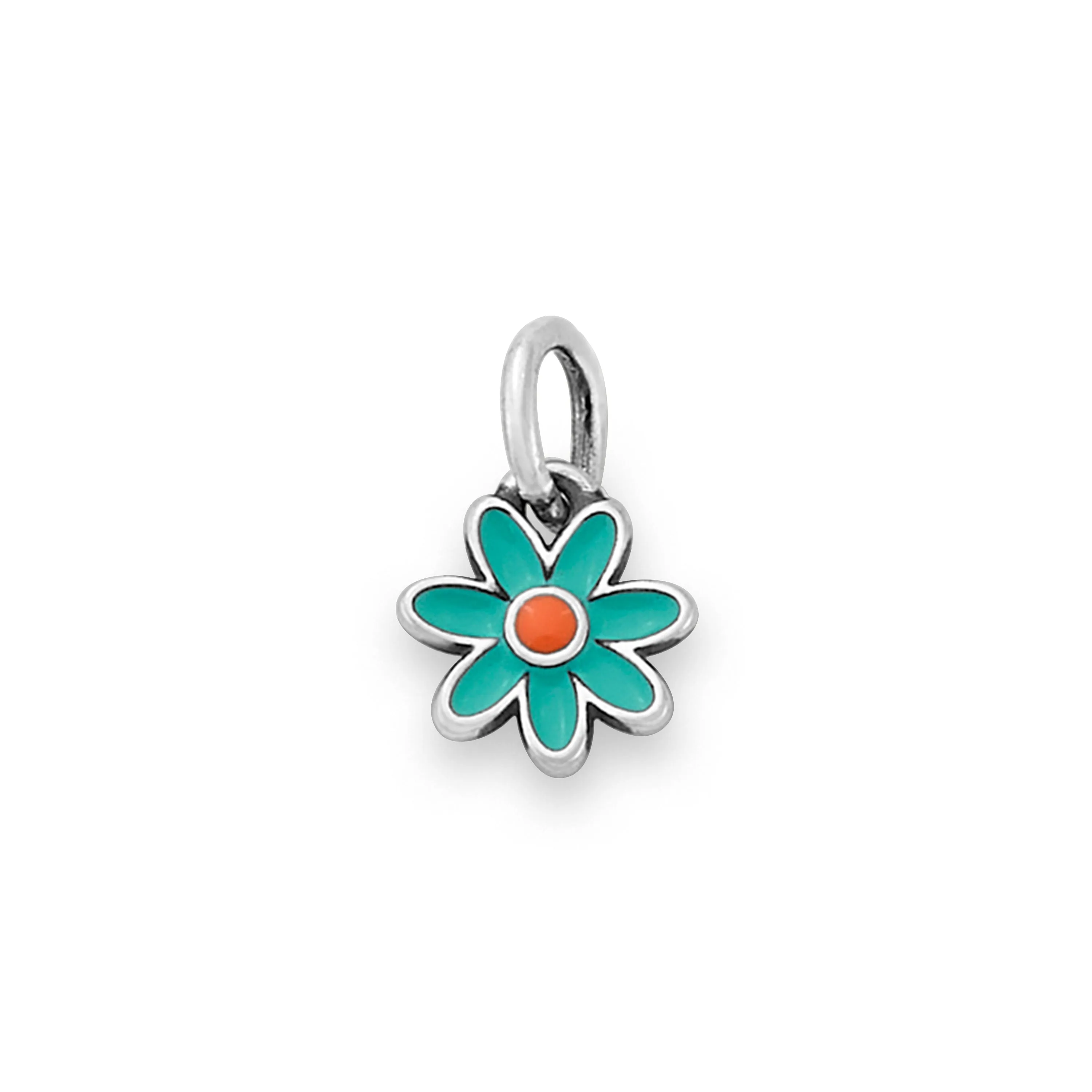 Enamel Aqua Blue and Orange Mini Flower Charm sold by Consuela product image thumbnail 2