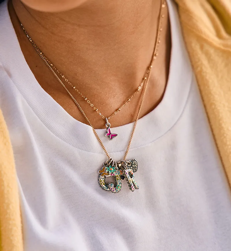 Enamel Aqua Blue and Orange Mini Flower Charm sold by Consuela product image thumbnail 4