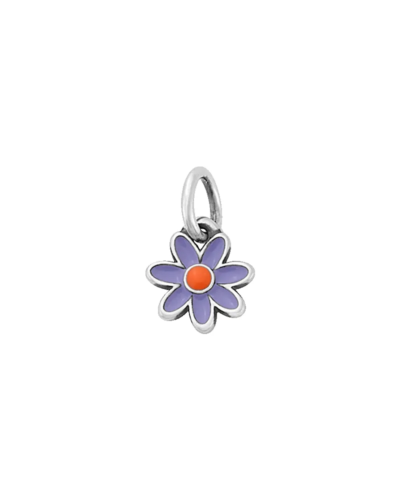 Enamel Lavender Purple and Orange Mini Flower Charm sold by Consuela