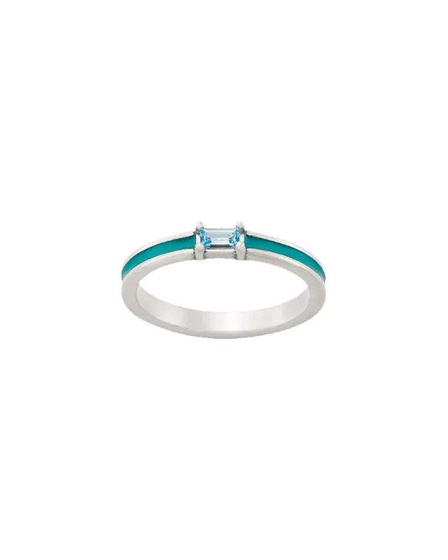 Enamel Blue Gemstone Stacker Ring made by Consuela