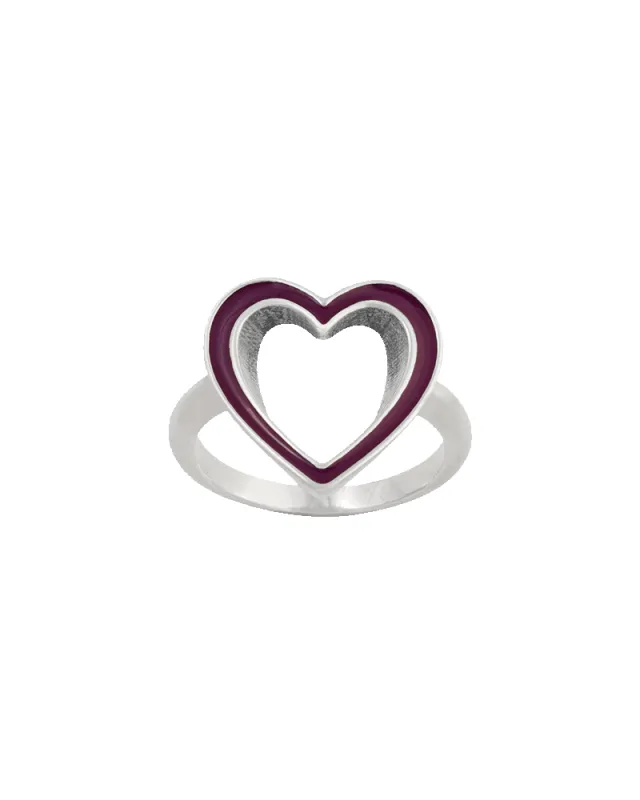 Enamel Purple Open Heart Ring made by Consuela
