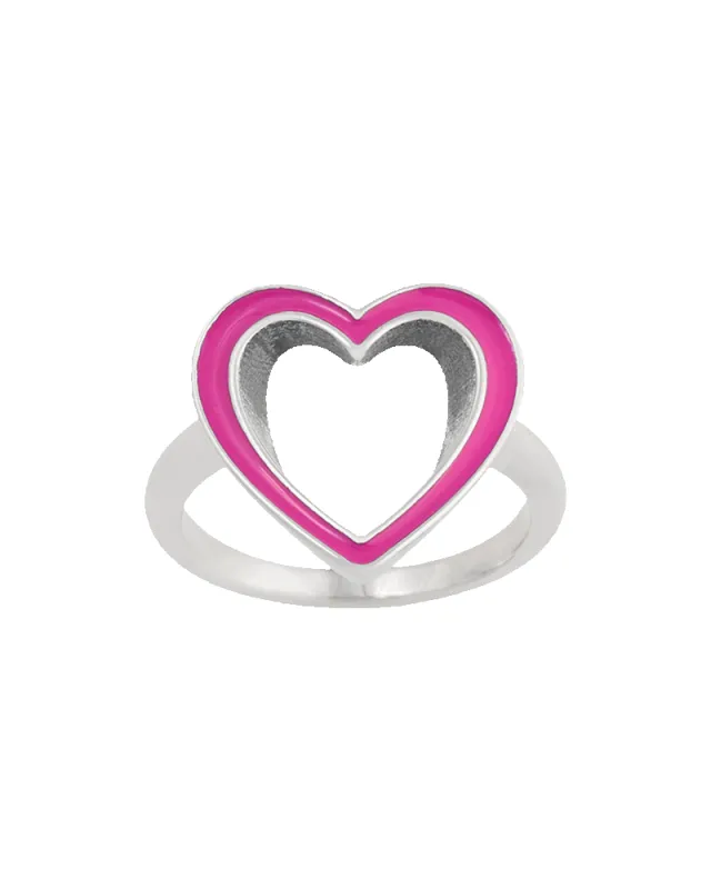 Enamel Pink Open Heart Ring sold by Consuela