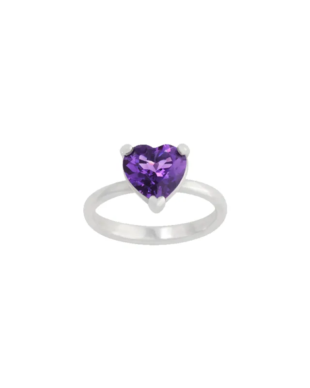 Heart Gemstone Ring with Amethyst sold by Consuela
