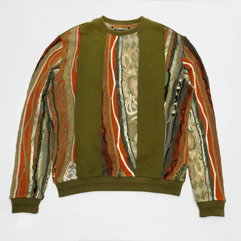 COOGI Sweater Pieced Fleece Crew- Olive sold by COOGI