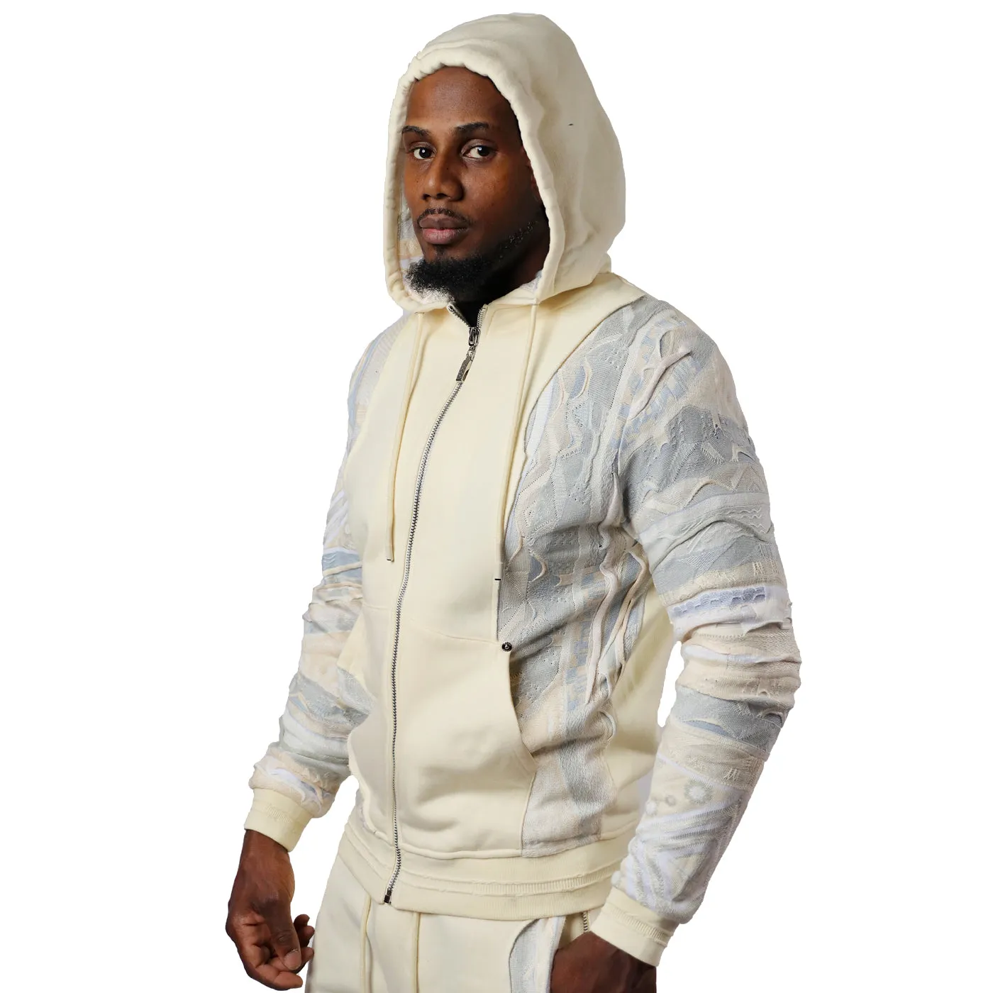 Ivory Mist - Sweater Pieced Fleece Zip Hoody sold by COOGI product image thumbnail 3