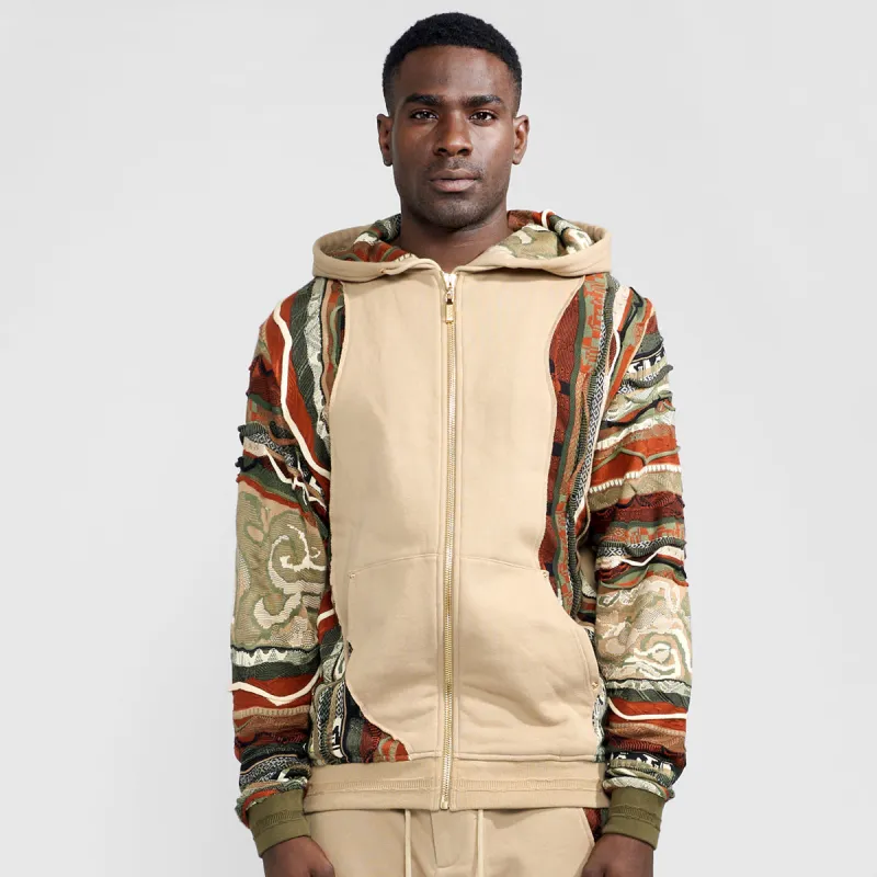 COOGI Sweater Pieced Fleece Zip Hoody - Khaki sold by COOGI
