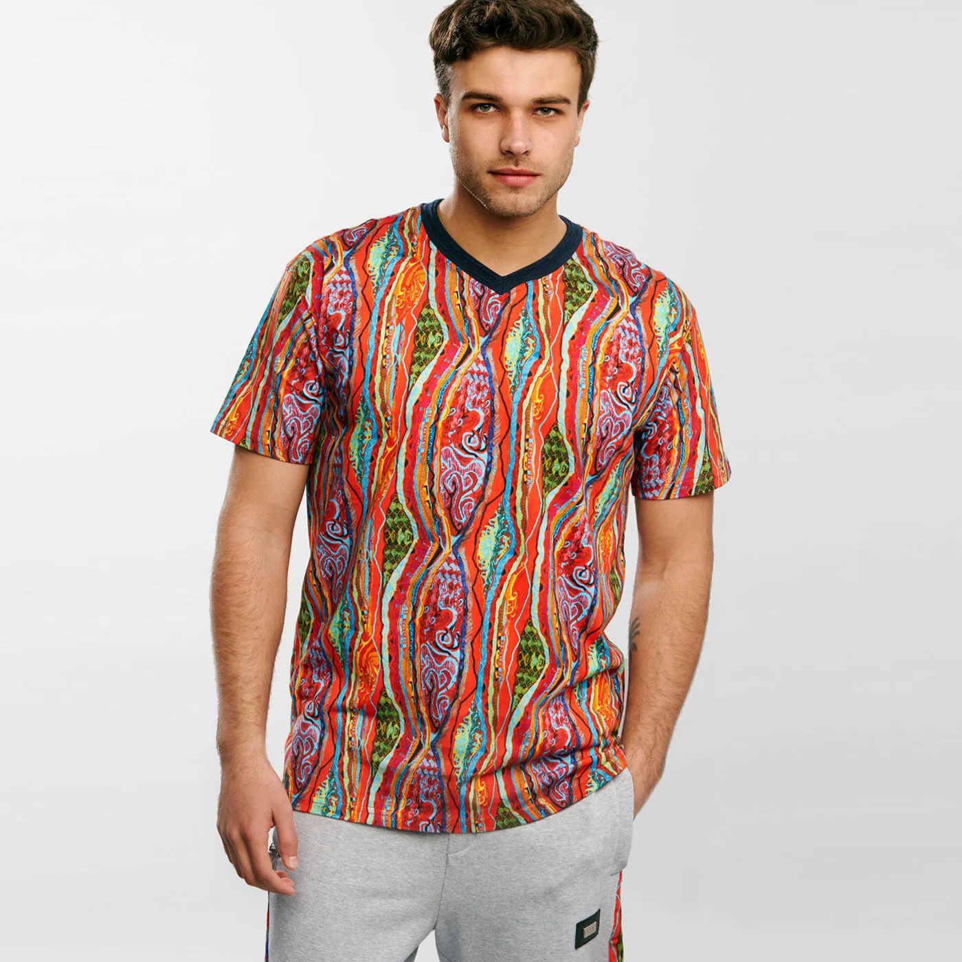 COOGI Sunset Classic All-Over V-Neck Tee sold by COOGI