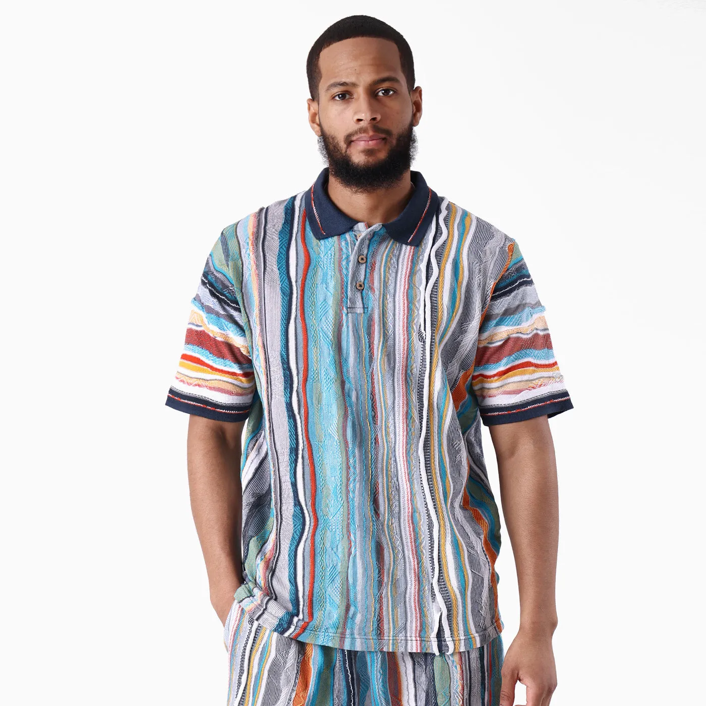 New - COOGI Light Weight Sweater Knit Polo in Blue and Gray sold by COOGI product image thumbnail 2