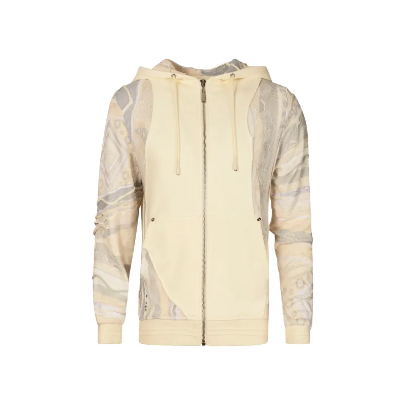 Ivory Mist - Sweater Pieced Fleece Zip Hoody sold by COOGI